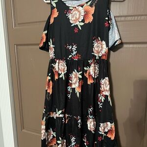 Floral Black Midi Dress